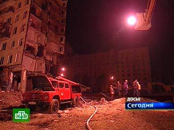 Взорванный дом на улице Гурьянова. Кадр телеканала НТВ, архив