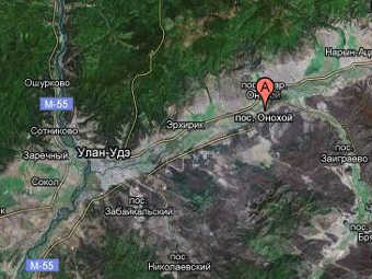 Поселок Онохой на карте Бурятии. Изображение с сайта http://maps.google.ru/