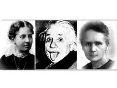 Ученые Софья Ковалевская, Альберт Эйнштейн и Мария Кюри, иллюстрация Ленты.Ру